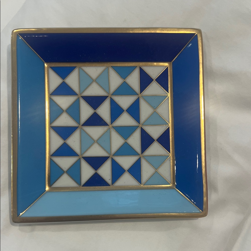 Jonathan Adler Blue and Gold Geometric Tray